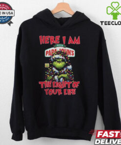 Santa Grinch Here I Am Pizza Papa John’s The Light Of Your Life Christmas Light Shirt
