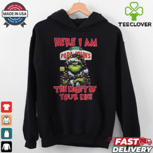Santa Grinch Here I Am Pizza Papa John’s The Light Of Your Life Christmas Light Shirt