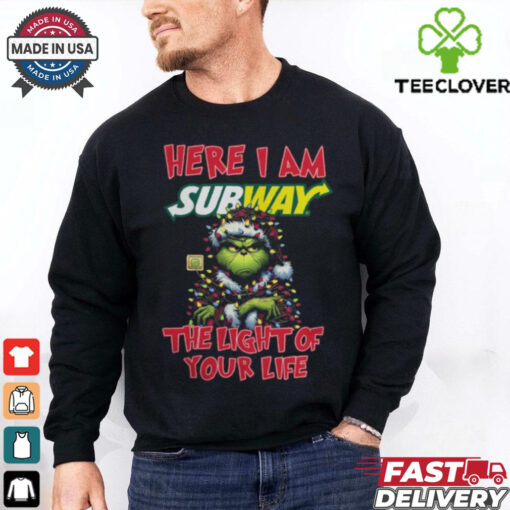 Santa Grinch Here I Am Subway The Light Of Your Life Christmas Light Shirt