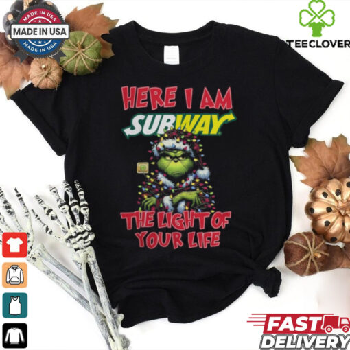 Santa Grinch Here I Am Subway The Light Of Your Life Christmas Light Shirt