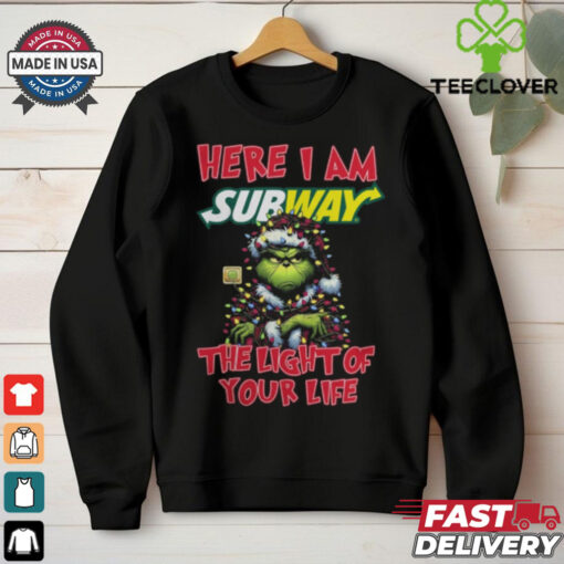 Santa Grinch Here I Am Subway The Light Of Your Life Christmas Light Shirt