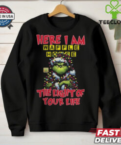 Santa Grinch Here I Am Waffle House The Light Of Your Life Christmas Light Shirt
