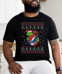 Santa Grinch Hug Grateful Dead How the Grinch Stole Your Face ugly christmas T hoodie, sweater, longsleeve, shirt v-neck, t-shirt