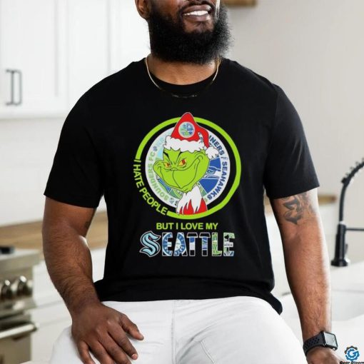 Santa Grinch I Hate people but i love my Seattle Sport Team Merry Christmas 2023 Shirt