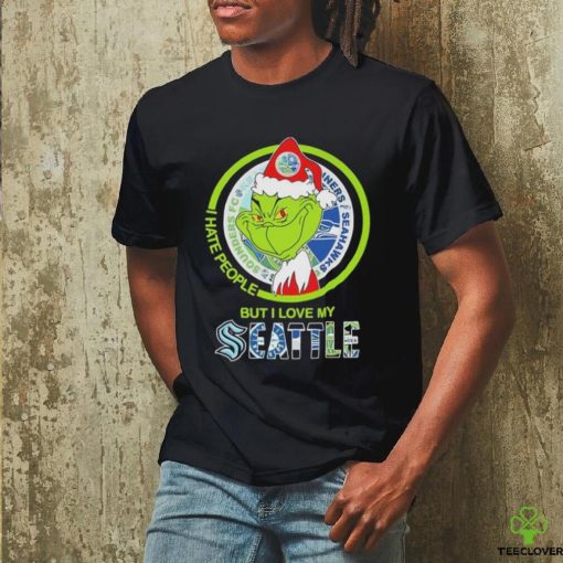 Santa Grinch I Hate people but i love my Seattle Sport Team Merry Christmas 2023 Shirt