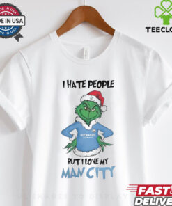 Santa Grinch I hate people but I love my Man City 2024 shirt