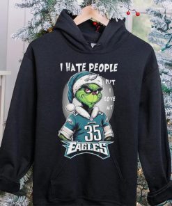 Santa Grinch I hate people but I love my philadelphia eagles Boston Scott christmas Shirt