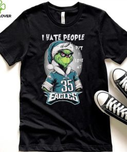 Santa Grinch I hate people but I love my philadelphia eagles Boston Scott christmas Shirt