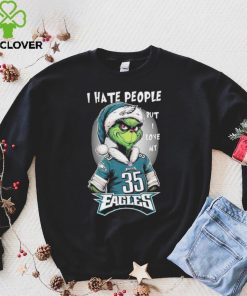 Santa Grinch I hate people but I love my philadelphia eagles Boston Scott christmas Shirt