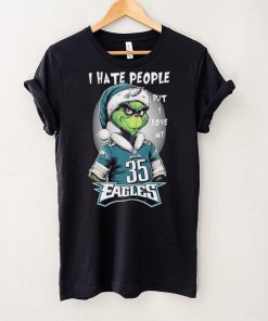 Santa Grinch I hate people but I love my philadelphia eagles Boston Scott christmas Shirt