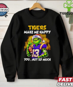 Santa Grinch LSU Tigers make me happy you not so much shirt