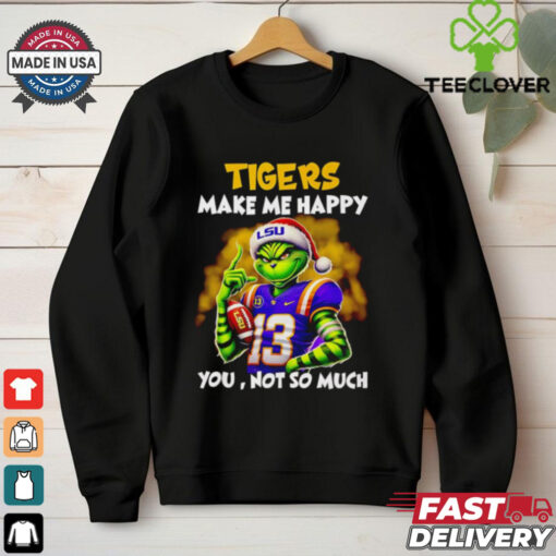 Santa Grinch LSU Tigers make me happy you not so much shirt