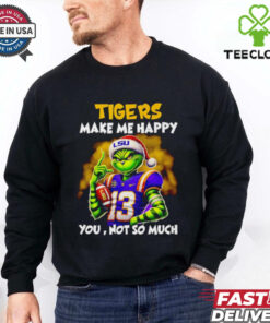 Santa Grinch LSU Tigers make me happy you not so much shirt