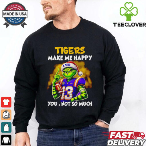 Santa Grinch LSU Tigers make me happy you not so much shirt
