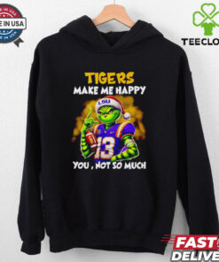 Santa Grinch LSU Tigers make me happy you not so much shirt