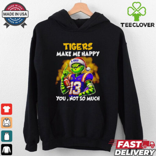 Santa Grinch LSU Tigers make me happy you not so much shirt