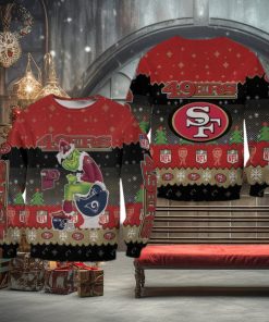 Santa Grinch San Francisco 49ers Sitting On Rams Cardinals Seahawks Toilet Christmas Ugly Sweater