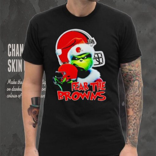 Santa Grinch fear the Cleveland Browns NFL hoodie, sweater, longsleeve, shirt v-neck, t-shirt