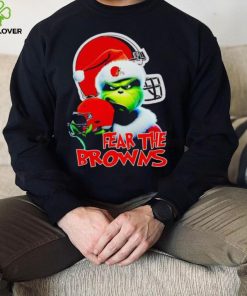 Santa Grinch fear the Cleveland Browns NFL hoodie, sweater, longsleeve, shirt v-neck, t-shirt