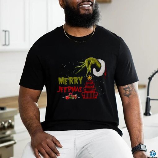 Santa Grinch hand Merry Jeepmas 2023 T shirt
