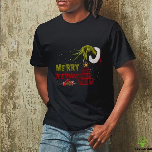 Santa Grinch hand Merry Jeepmas 2023 T shirt