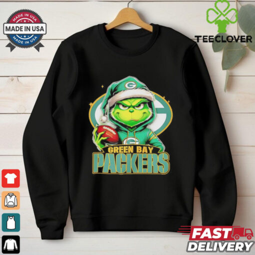 Santa Grinch hug ball Green Bay Packers Christmas shirt