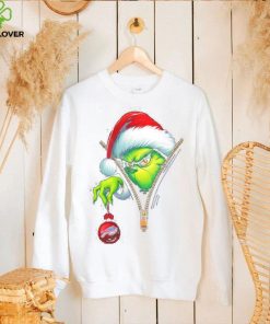 Santa Grinch insdie zipper holding Buffalo Bills hoodie, sweater, longsleeve, shirt v-neck, t-shirt