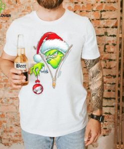 Santa Grinch insdie zipper holding Philadelphia Eagles shirt 1 Santa Grinch insdie zipper holding Philadelphia Eagles shirt