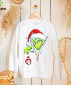 Santa Grinch insdie zipper holding Philadelphia Eagles shirt 2 Santa Grinch insdie zipper holding Philadelphia Eagles shirt