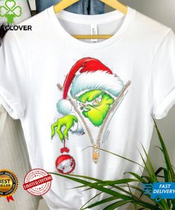 Santa Grinch insdie zipper holding Philadelphia Eagles shirt 3 Santa Grinch insdie zipper holding Philadelphia Eagles shirt