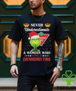 Santa Grinch never underestimate a woman who works at Canadian Tire Christmas shirt