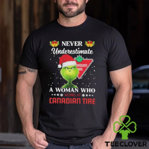 Santa Grinch never underestimate a woman who works at Canadian Tire Christmas hoodie, sweater, longsleeve, shirt v-neck, t-shirt