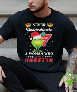 Santa Grinch never underestimate a woman who works at Canadian Tire Christmas hoodie, sweater, longsleeve, shirt v-neck, t-shirt