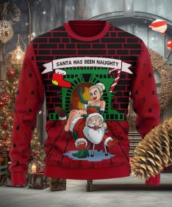 Santa Has Been Naughty Knitted Xmas Red Sweater AOP