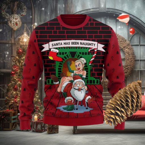 Santa Has Been Naughty Knitted Xmas Red Sweater AOP