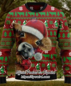 Santa Hat Cow Xmas Ugly Christmas Sweater