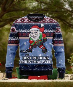 Santa Hockey Best Pucking Ever Ugly Christmas Sweater Gift Men Women