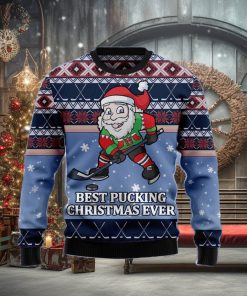 Santa Hockey Best Pucking Ever Ugly Christmas Sweater Gift Men Women