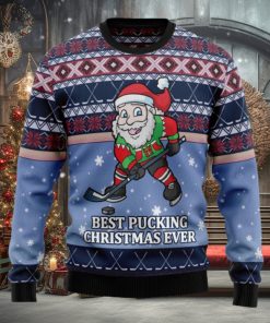 Santa Hockey Ugly Christmas Sweater Thankgiving Gift Men Women