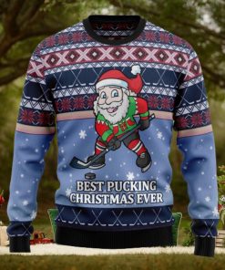 Santa Hockey Ugly Christmas Sweater Thankgiving Gift Men Women
