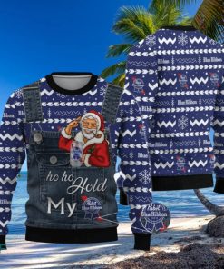 Santa Hold My Pabst Blue Ribbon Ugly Christmas Sweater Christmas Holiday Gift