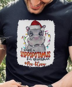 Santa Hoppo I Want A Hippopotamus For Christmas Pre k Crew Light Shirt