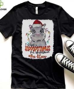 Santa Hoppo I Want A Hippopotamus For Christmas Pre k Crew Light Shirt