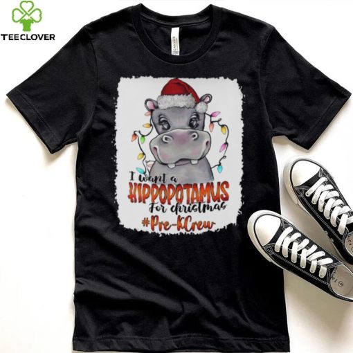 Santa Hoppo I Want A Hippopotamus For Christmas Pre k Crew Light Shirt