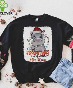 Santa Hoppo I Want A Hippopotamus For Christmas Pre k Crew Light Shirt