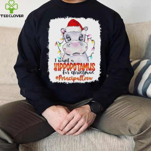 Santa Hoppo I Want A Hippopotamus For Christmas principal Crew Light Shirt