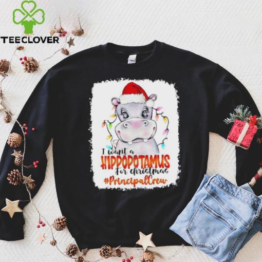 Santa Hoppo I Want A Hippopotamus For Christmas principal Crew Light Shirt