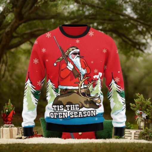 Santa Hunting Tis The Open Season Ugly Christmas Sweater