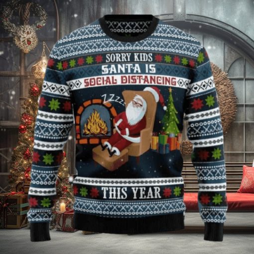 Santa Is Social Distancing Ugly Christmas Sweater