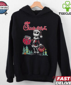 Santa Jack Skellington Chick fil A Logo Merry Christmas 2024 Shirt
